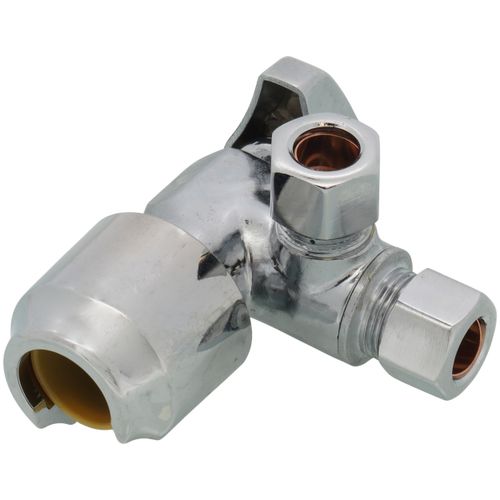 thumbnail image 2 of 10-Pack Push Fit Angle Stop Valve – 1/2 X 3/8, Chrome, SharkBite Style 2 of 6
