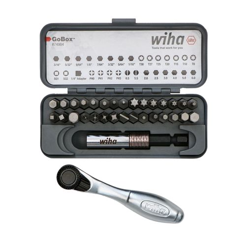 74984 - Wiha 74984 - 32-Piece GoBox St&ard Bit Set with Mini Ratchet