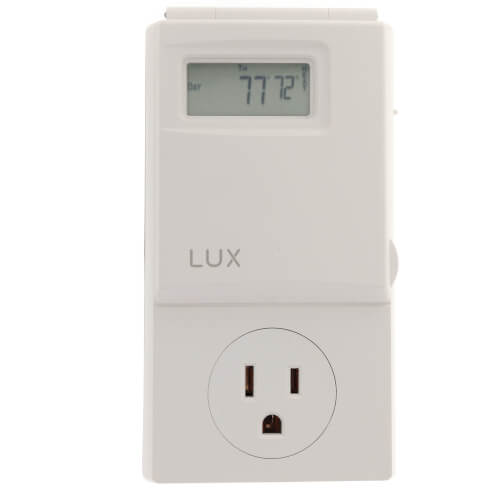 Lux WIN100 - 5-2 Day Programmable Smart Temp Heating u0026 Cooling Outlet  Thermostat (1 Heat / 1 Cool) - SupplyHouse.com