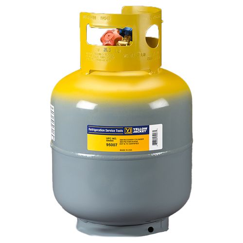 Refillable refrigerant recovery cylinder